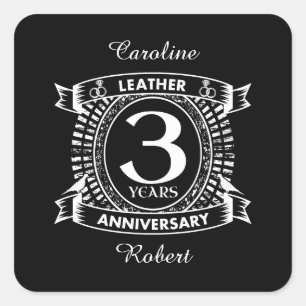 Sticker Carré 3e anniversaire mariage crête en détresse