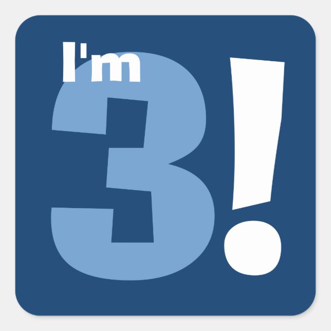 Sticker Carré 3ème Marine et bleus layette nommés faits sur (Devant)