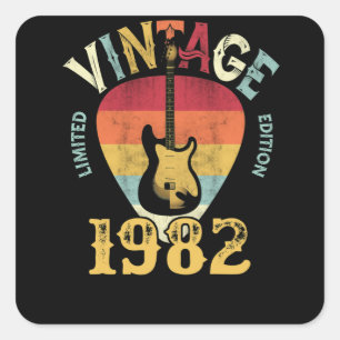 Sticker Carré 40 ans 1982 Onglet de guitare 40e anniversaire Gui