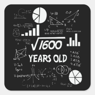 Sticker Carré 40 ans Enseignant des mathématiques Anniversaires