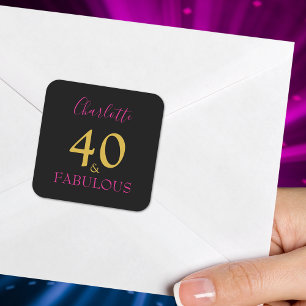 Sticker Carré 40 ans et Fabuleux 40e Anniversaire Personnalisé