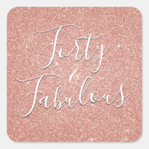 Sticker Carré 40 et fabuleux Rose Gold Blush Parties scintillant