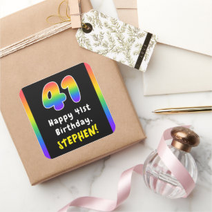 Sticker Carré 41e anniversaire : Rainbow Spectrum # 41, Nom pers