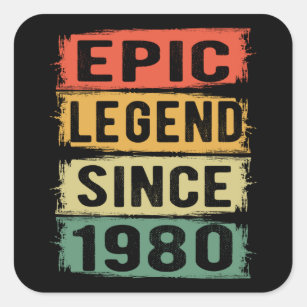 Sticker Carré 42 ans Anniversaire 1980 Epic Legend 42e anniversa