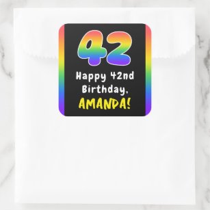 Sticker Carré 42e anniversaire : Rainbow Spectrum # 42, Nom pers