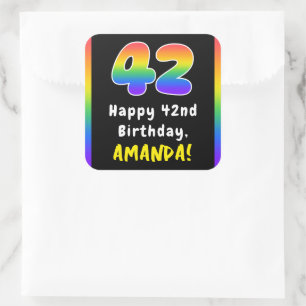 Sticker Carré 42e anniversaire : Rainbow Spectrum # 42, Nom pers