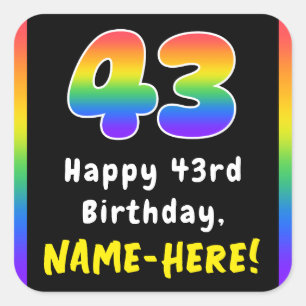 Sticker Carré 43e anniversaire : Rainbow Spectrum # 43, Nom pers