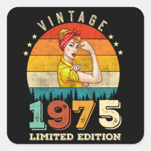 Sticker Carré 47 ans 1975 Vintage 47e anniversaire Cadeaux femme