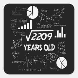 Sticker Carré 47 ans Enseignant des mathématiques Anniversaires