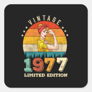 Sticker Carré 48 ans Anniversaire 1977 Vintage 48e anniversaire