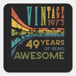 Sticker Carré 49 ans Anniversaire Vintage 1973 49e anniversaire