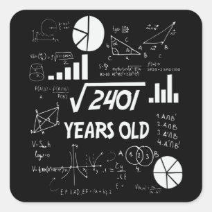 Sticker Carré 49 ans Enseignant des mathématiques Anniversaires