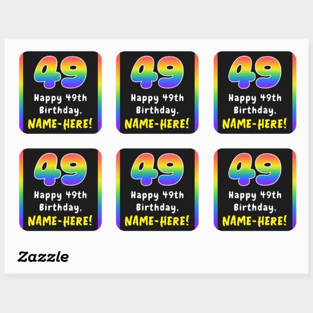 Sticker Carré 49e anniversaire : Rainbow Spectrum # 49, Nom pers (Feuille)