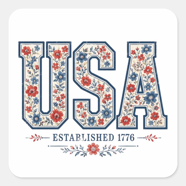 Sticker Carré 4 juillet États-Unis  (Devant)