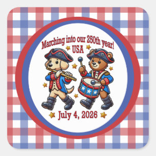 Sticker Carré 4 juillet USA 250e anniversaire Semiquincentenaire