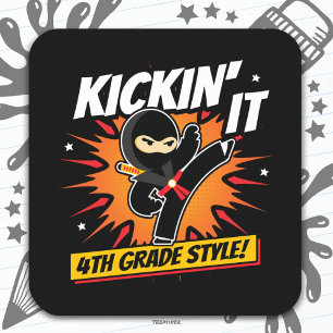 Sticker Carré 4e année Ninja Kick Premier jour Retour à l'école