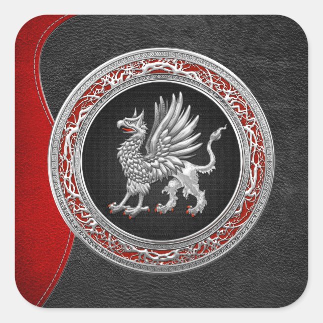 Sticker Carré [500] Griffin d'argent sacré (Devant)