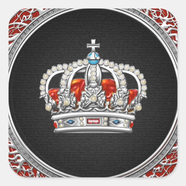 Sticker Carré [500] Prince-Princesse King-Queen Crown [Argent] (Devant)