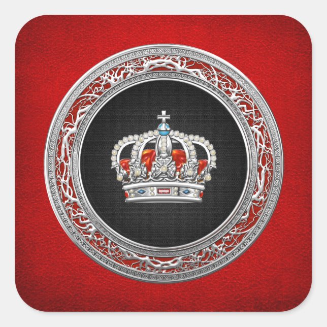 Sticker Carré [500] Prince-Princesse King-Queen Crown [Argent] (Devant)