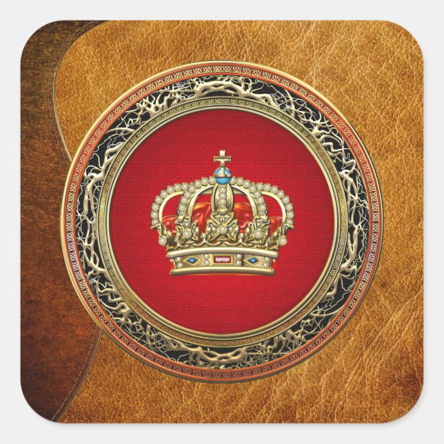 Sticker Carré [500] Prince-Princesse King-Queen Crown [Belg.Gold (Devant)
