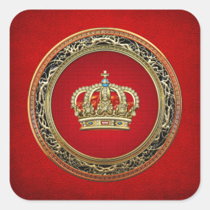 Sticker Carré [500] Prince-Princesse King-Queen Crown [Belg.Gold