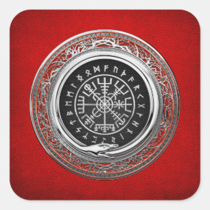 Sticker Carré [500] Vegvisir - Viking Silver Magic Runic Compass