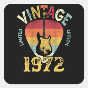 Sticker Carré 50 ans 1972 Onglet de guitare 50e anniversaire Gui
