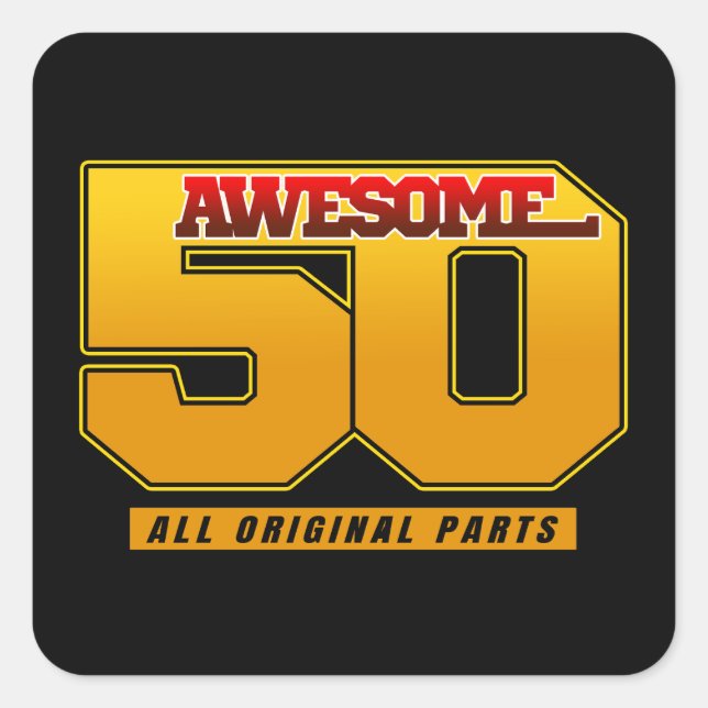 Sticker Carré 50 ans de fête d'anniversaire incroyable (Devant)