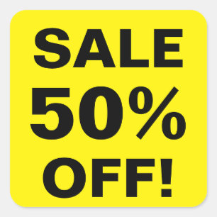 Sticker Carré 50% Baguettes de prix hors vente pour magasin de d