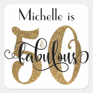 Sticker Carré 50 et anniversaire fabuleux de typographie de