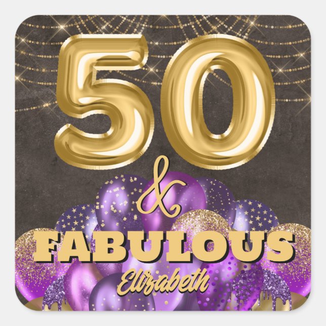 Sticker Carré 50 et fabuleux 50e anniversaire (Devant)
