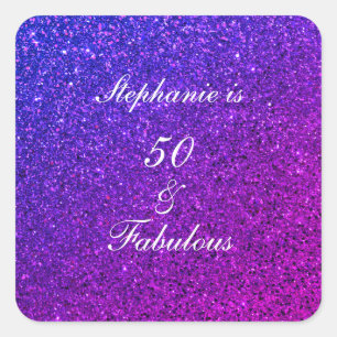 Sticker Carré 50 Et Fabuleux Anniversaire Ombre Rose Purple Part