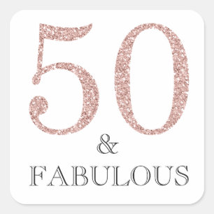 Sticker Carré 50 et fabuleux   Typographie 50e anniversaire