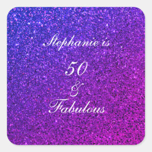 Sticker Carré 50 Et Fabulous Anniversaire Ombre Pink Purple Part