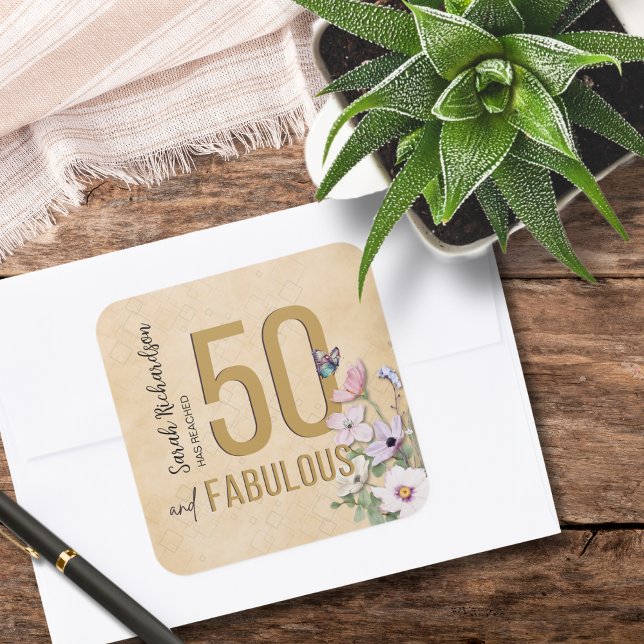 Sticker Carré 50 et Fleur sauvage fabuleux (Créateur téléchargé)