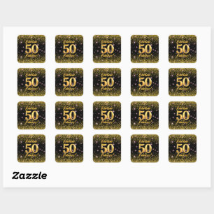 Sticker Carré 50 Fabuleux Gold Parties scintillant Rose Stars 50