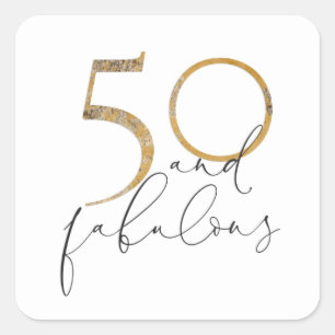 Sticker Carré 50 & Fabulous Gold Black & White 50e anniversaire