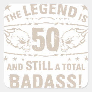 Sticker Carré 50e anniversaire Badass