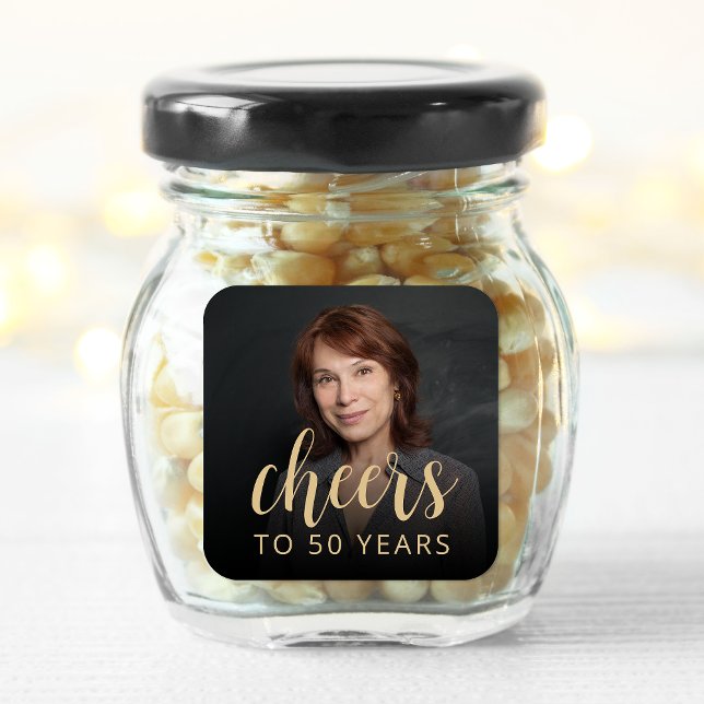 Sticker Carré 50e anniversaire de fête Photo Cheers (Créateur téléchargé)