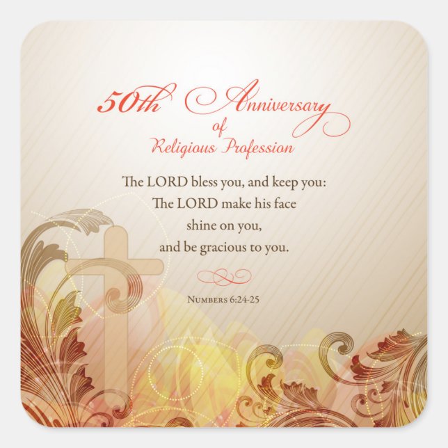 Sticker Carré 50e anniversaire de la profession religieuse, Nun (Devant)