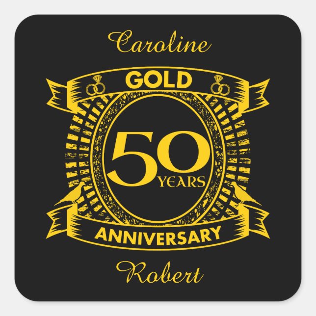 Sticker Carré 50e anniversaire du Mariage d'or (Devant)