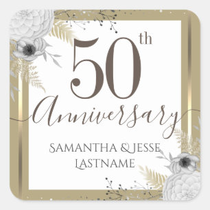 Sticker Carré 50e anniversaire du Mariage Floral