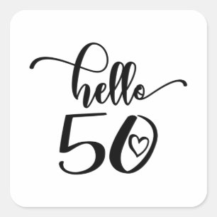 Sticker Carré 50e anniversaire femmes Bonjour 50 mignonne 50 ans