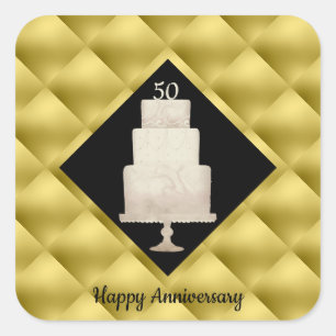 Sticker Carré 50e anniversaire Gold 3 Tier Cake