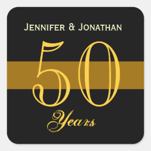 Sticker Carré 50e anniversaire Or et Noir