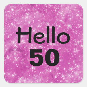 Sticker Carré 50e anniversaire Parties scintillant rose