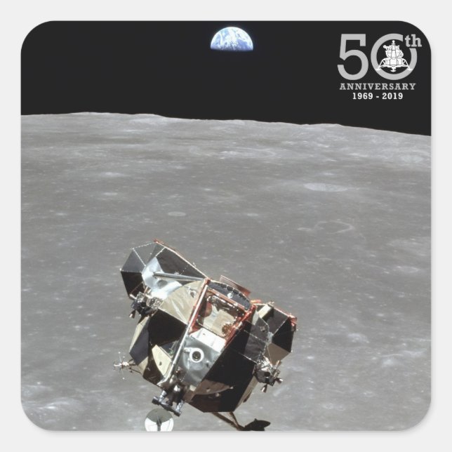 Sticker Carré 50e Anniversary, Apollo 11 Mission Moon Landing : (Devant)
