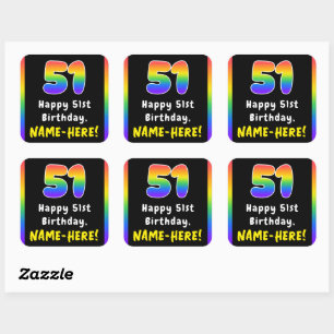 Sticker Carré 51e anniversaire : Rainbow Spectrum # 51, Nom pers