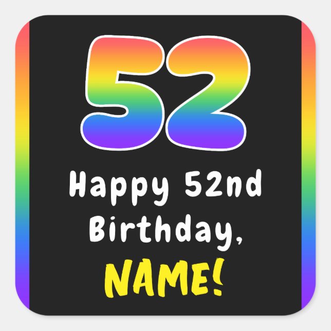 Sticker Carré 52e anniversaire : Rainbow Spectrum # 52, Nom pers (Devant)
