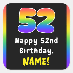 Sticker Carré 52e anniversaire : Rainbow Spectrum # 52, Nom pers